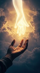 Divine Hand Reaching Down, Spiritual Connection Artwork