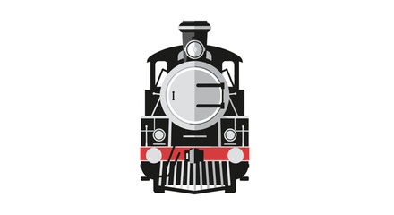 Naklejka premium Frontal presentation of a robust steam locomotive with bold simplistic lines