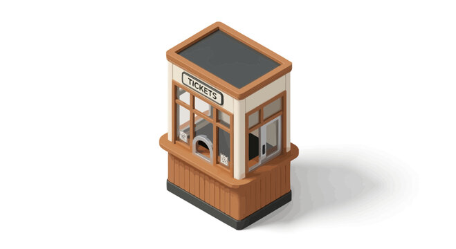 Isometric ticket booth illustration for event or transportation services