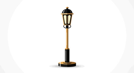Stylized vector illustration of an ornate streetlight with golden accents