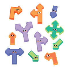 Cute arrow character collection cartoon icon illustration
