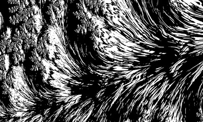 Monochrome abstract texture with intricate wave pattern, creating a visually striking and dynamic background for various design applications isolated on transparent background