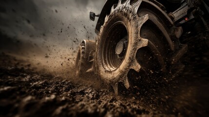 Tractor tire in mud