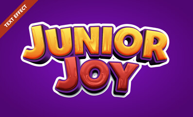 Junior joy editable text effect, bold 3d rounded kids font, fun cartoon title design