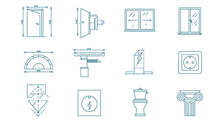 architectural blueprint symbols door window electrical outlet and column ideal for interior design and construction planning presentations