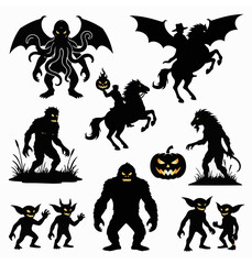 Silhouetted Halloween Monsters Collection