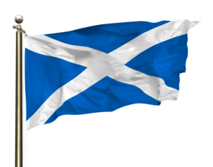 Transparent Background Cutout Isolated Scotland Flag Waving In The Wind
