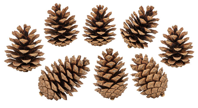 Collection of Pine Cones Isolated on White Background 6.