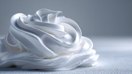 Whipped cream or foam swirl on textured white surface for dessert food product branding advertising background and stylized photography scene