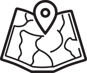 Single vector icon of a map with a location pin
