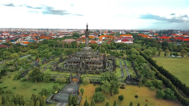 Majestic Aerial View of Bajra Sandhi Monument &ndash; Iconic Bali Heritage in Renon, Denpasar