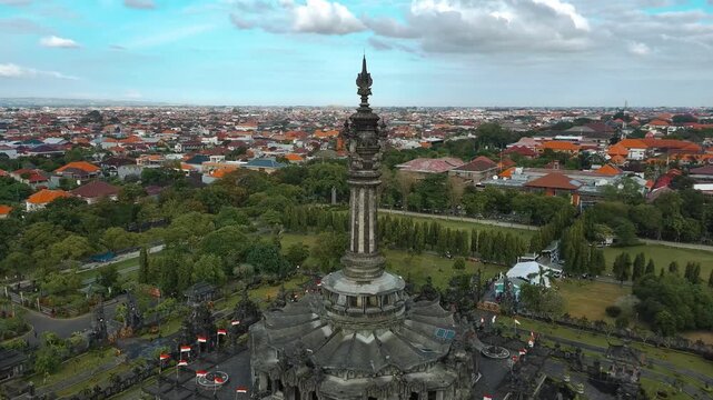 Majestic Aerial View of Bajra Sandhi Monument &ndash; Iconic Bali Heritage in Renon, Denpasar
