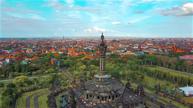 Majestic Aerial View of Bajra Sandhi Monument &ndash; Iconic Bali Heritage in Renon, Denpasar