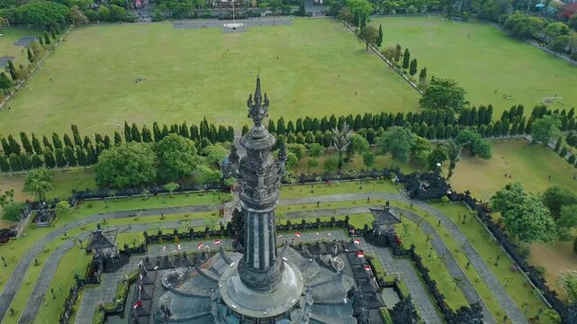 Majestic Aerial View of Bajra Sandhi Monument &ndash; Iconic Bali Heritage in Renon, Denpasar