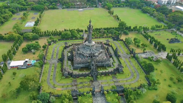 Majestic Aerial View of Bajra Sandhi Monument &ndash; Iconic Bali Heritage in Renon, Denpasar