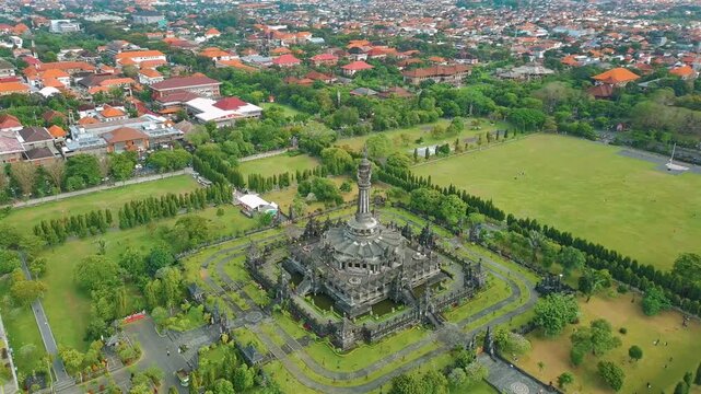 Majestic Aerial View of Bajra Sandhi Monument &ndash; Iconic Bali Heritage in Renon, Denpasar