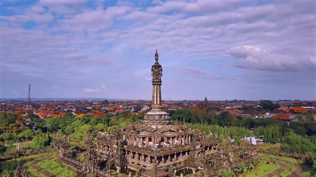 Majestic Aerial View of Bajra Sandhi Monument &ndash; Iconic Bali Heritage in Renon, Denpasar