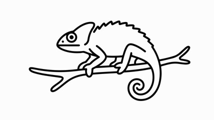 Simple line drawing of a chameleon perched on a branch, symbolizing adaptation and change.