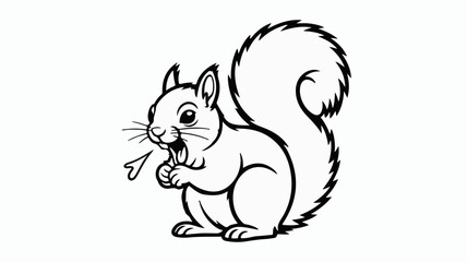 Playful squirrel with wide open mouth, looking alert and curious