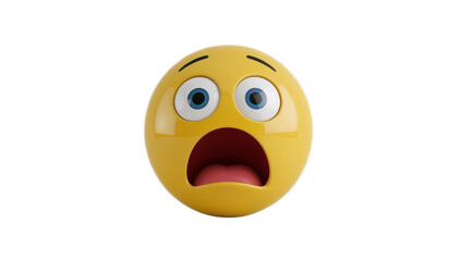 Fototapeta premium Scared Yellow Emoji Face Showing Surprise and Shock with Wide Eyes and Open Mouth