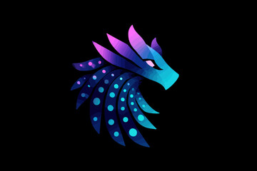 sea horse logo on blasck background