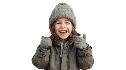 little cute girl in winter clothes laughing and smiling