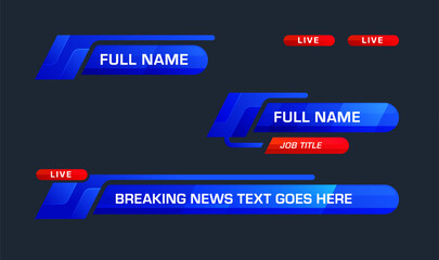 Dynamic Gradient Blue and Red Lower Third. Breaking News Headline Illustration Design.