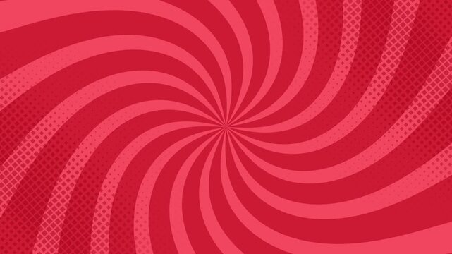 Vibrant red comic swirl background graphic with dynamic abstract radial lines, perfect for retro design projects and energetic pop art style templates