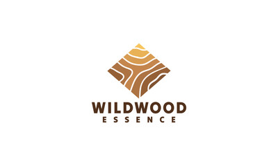 Wildwood Essence logo a diamond shaped wood grain design