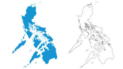 Obraz premium Philippines map illustration filled and outlined versions vector design for infographic and geographic presentation