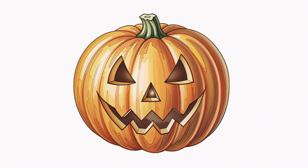 watercolor style vintage Jack O'Lantern pumpkin illustration on white background