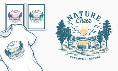 illustration scout graphic camper badge lake vintage forest outdoor mountain