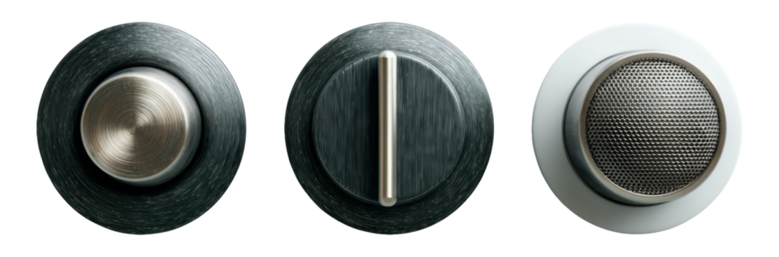 Modern Design Knobs and Buttons with Minimalist Style on Isolated Background