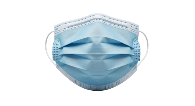 Disposable Medical Face Mask on White Background for Health Protection, Virus Prevention, and Respiratory Safety - Essential Personal Protective Equipment for Hygiene and Public Health
