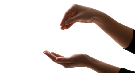 Golden particles falling into open hands