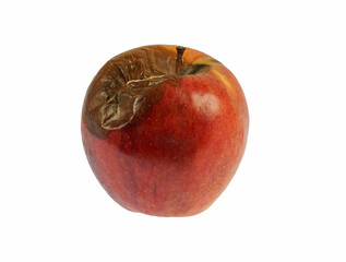 rotten apple isolated on white background