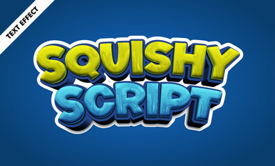 Squishy script editable text effect, bold 3d soft gooey font, kids game title design