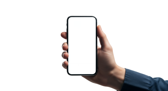 Hand holding a blank screen smartphone