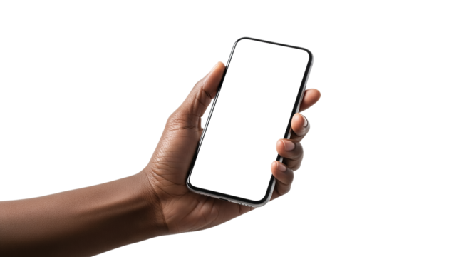 Hand Holding a Modern Smartphone with a Blank Screen