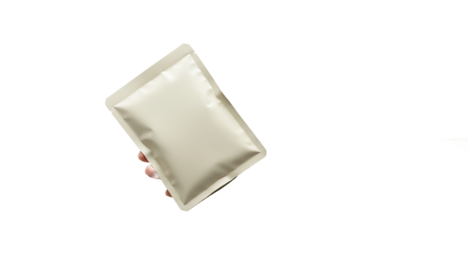 Hand Holding Blank Packaging Pouch for Product Presentation