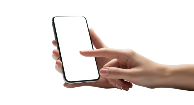 Hand Touching Blank Screen of Modern Smartphone