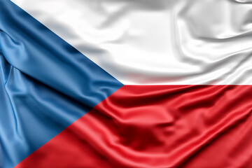 Ruffled Flag of Czech Republic. 3D Rendering