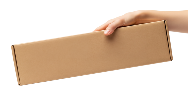 Holding a Cardboard Package, Parcel Delivery Concept, Shipping Box Accent