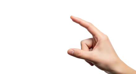 Human Hand Holding Blank White Card Mockup on Clean White Background, Ideal for Custom Design, Branding, Business Presentation, and Marketing with Ample Copy Space