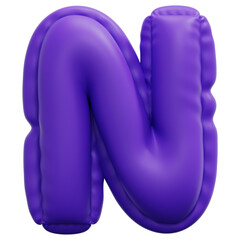 3D Inflated Purple N Icon