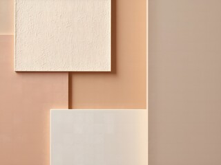 Fototapeta premium Soft neutral background with layered textured panels in peach and cream hues create modern elegance