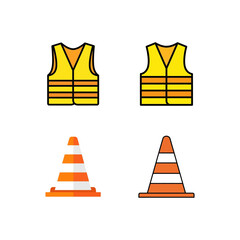 Safety Vests and Cones: Vector Graphics for Safety and Caution.