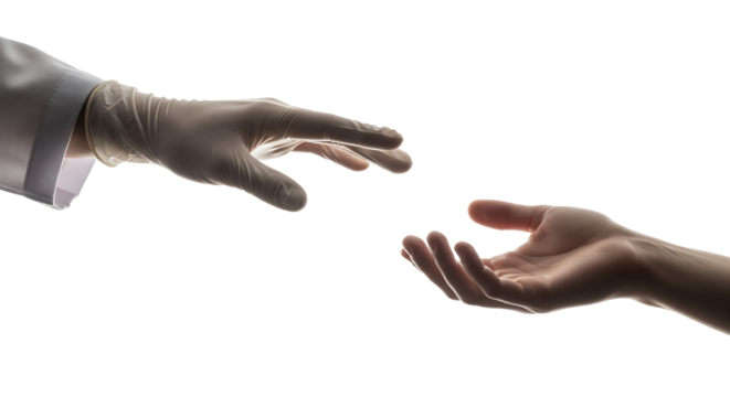 Medical Hand Reaching Out To Another Hand Offering Support Or Help