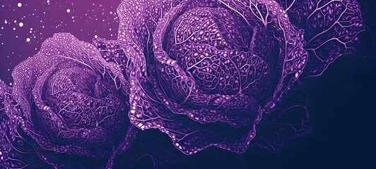 Pointillist grunge design of red Cabbage with abstract dotted pattern,,generative AI
