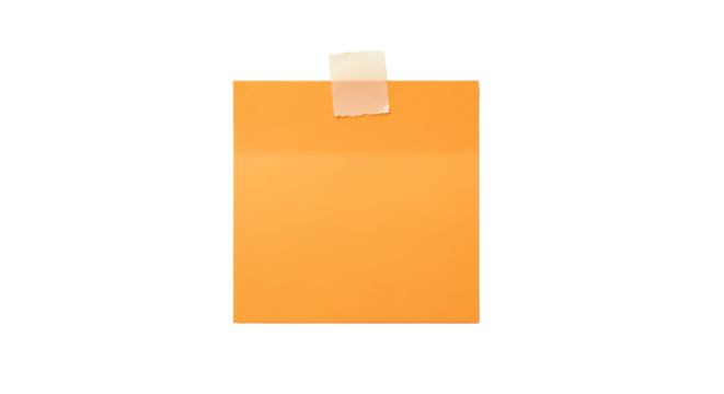 Orange Sticky Note Attached with Tape to a White Surface